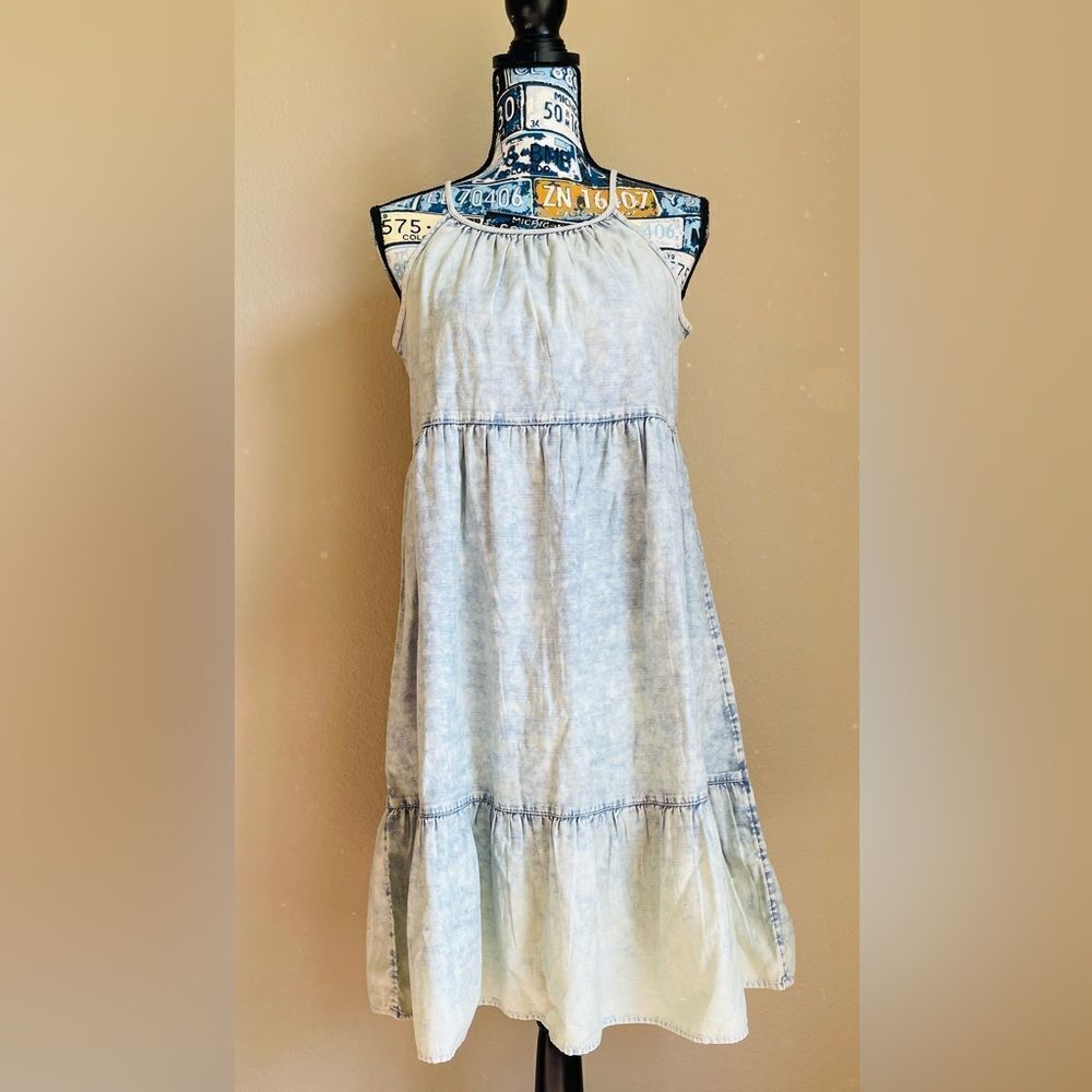 EUC Girl’s XL faded denim look spaghetti strap dress.
